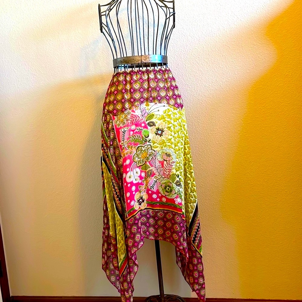 Bila Bohemian Lined Maxi Skirt With Handkerchief Hem Excellent